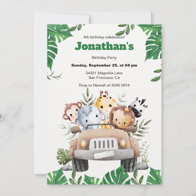 Aesthetic Minimalist Animal Birthday Invitation (Front)