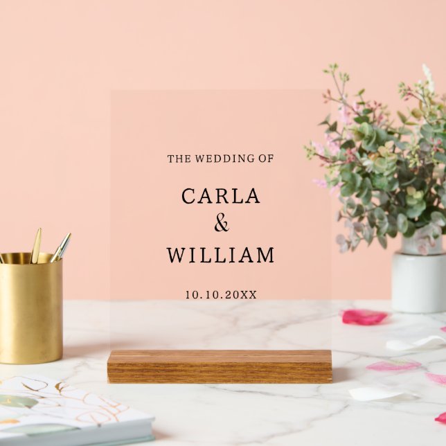 Aesthetic Minimalist Custom Text Wedding Business Acrylic Sign (Wedding)