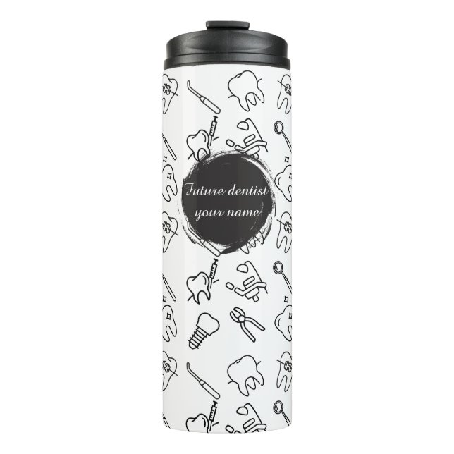 Aesthetic Minimalist Dental Icons Pattern Thermal Tumbler (Front)