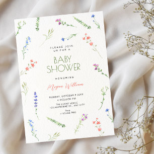 Aesthetic Minimalist falling flowers baby shower Invitation