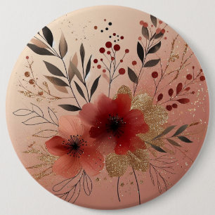 Aesthetic Minimalistic Floral Watercolor Red 6 Cm Round Badge