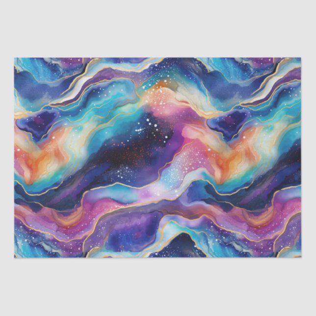 Aesthetic modern colourful rainbow agate glitter tissue paper (Front)