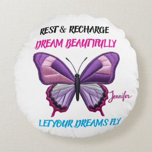 Aesthetic Modern Floral Butterfly Clear Bag Round Cushion