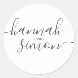 Aesthetic Modern Minimalist Golden Wedding Classic Round Sticker
