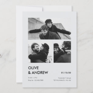 Aesthetic modern photo collage wedding invitation