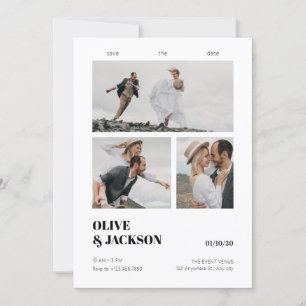 Aesthetic modern photo collage wedding save the date