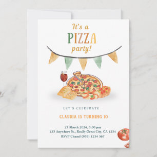 Aesthetic Modern Pizza Party Invitation Card