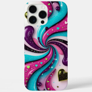 🌀💖Aesthetic Modern Swirl Colourful Hearts iPhone 16 Pro Max Case