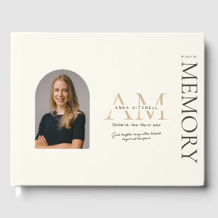 Aesthetic Monogram Funeral Memorial Guest Book