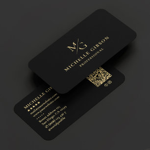 Aesthetic Monogram Line Professional Minimal Black Business Card