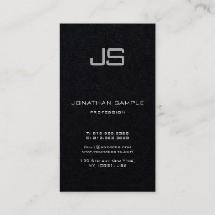 Aesthetic Monogram Premium Black Modern Vertical Business Card