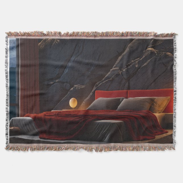 Aesthetic Moody Bedroom Fleece Throw Blanket (Front)