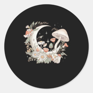 Aesthetic Moon Goblincore And Cottagecore Mushroom Classic Round Sticker