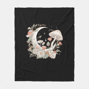 Aesthetic Moon Goblincore And Cottagecore Mushroom Fleece Blanket