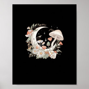Aesthetic Moon Goblincore And Cottagecore Mushroom Poster
