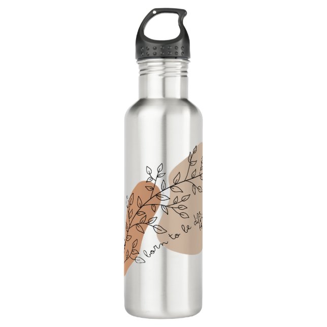 Aesthetic motivational quote with a plant drawing 710 ml water bottle (Front)