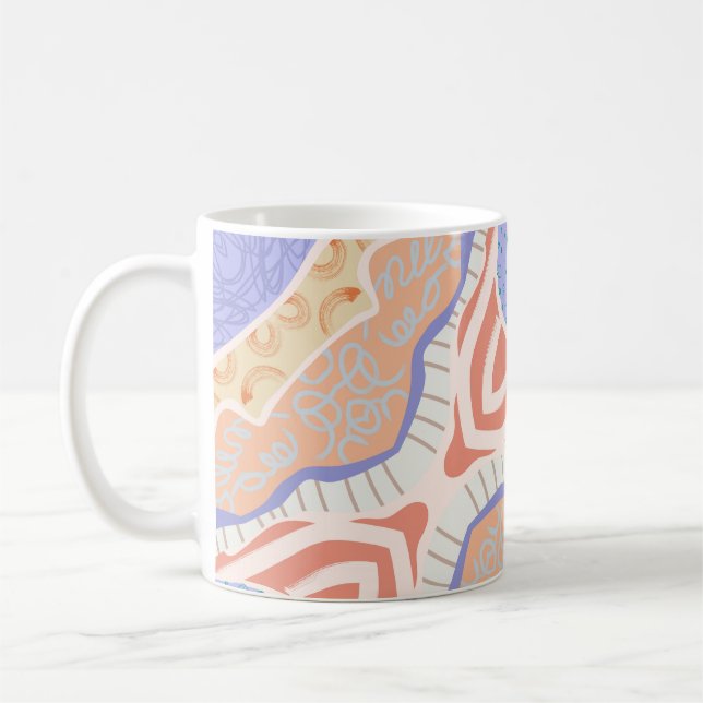 Aesthetic Mug with Minimal & Serene Pastel Shapes (Left)