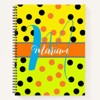 Aesthetic Multi Coloured Initial Name Monogrammed Notebook