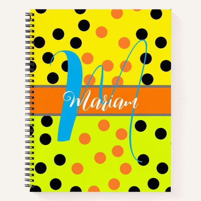 Aesthetic Multi Coloured Initial Name Monogrammed Notebook (Front)
