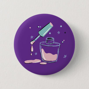 Aesthetic Mystic Pink Nail Polish Bottle 6 Cm Round Badge