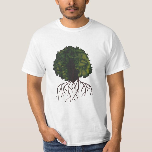 Aesthetic Nature Afro Collage Art with Tree Roots T-Shirt (Front)