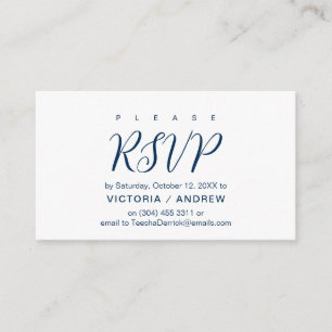 Aesthetic Navy Blue font, Wedding RSVP respond Enclosure Card