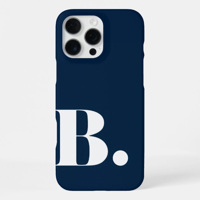 Aesthetic Navy Blue Minimalist Initial Letter B iPhone Case (Back)