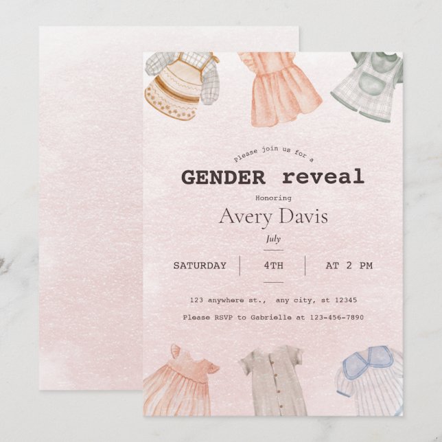 Aesthetic Neutral Gender Reveal Baby Shower Invitation (Front/Back)
