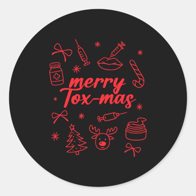 Aesthetic Nurse Injector Botox Er Xmas Merry Tox-m Classic Round Sticker (Front)