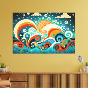 Aesthetic Ocean Waves Canvas Print