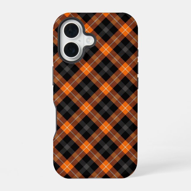 Aesthetic Orange, Black Plaid iPhone case   (Back)