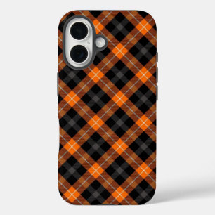 Aesthetic Orange, Black Plaid iPhone case  
