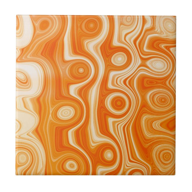 Aesthetic Orange Liquid Swirl Cute Retro Fashion Tile (Front)