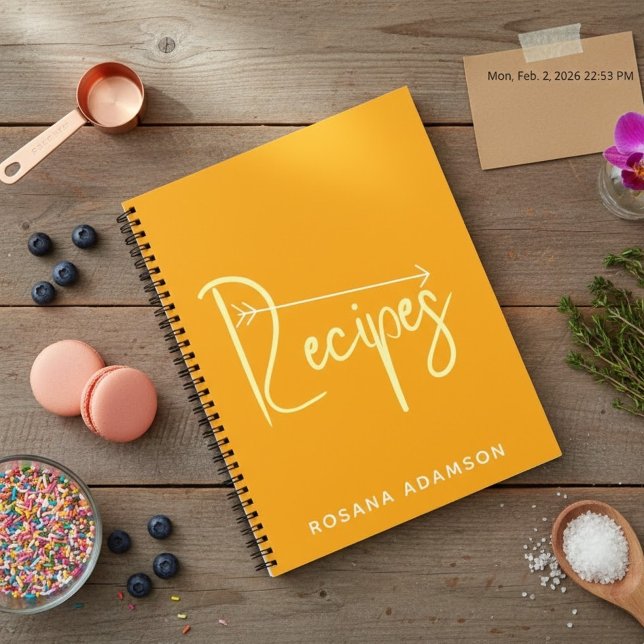 Aesthetic Orange Recipe Journal | Cute Blank Pages (food journal gift, family recipe heirloom book)