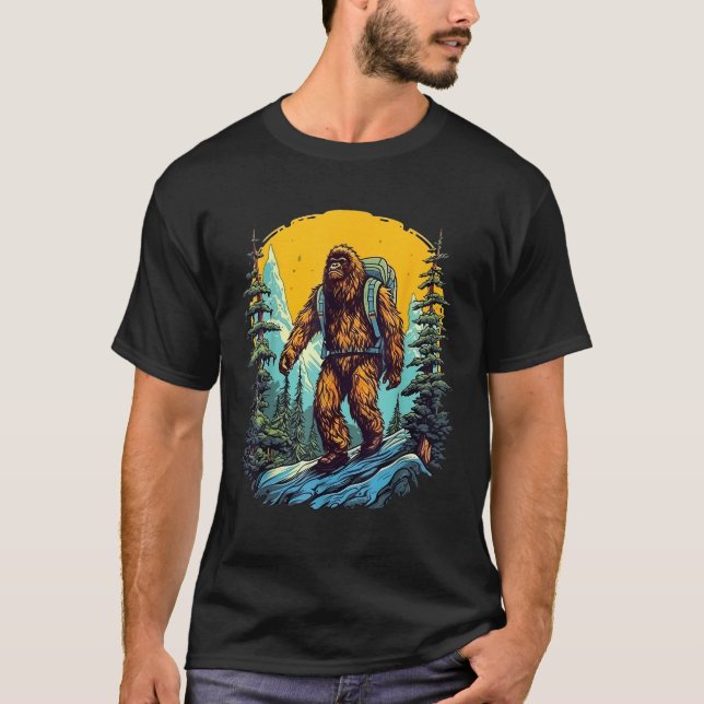 Aesthetic Outdoor Mountain Adventure Hiking Bigfoo T-Shirt (Front)