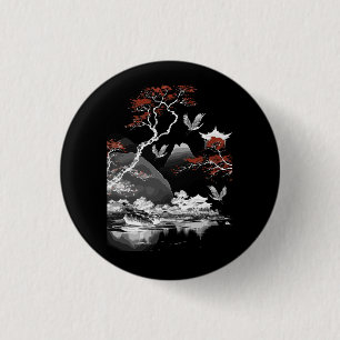 Aesthetic Painting Japanese Art Tree Cherry Blosso 3 Cm Round Badge