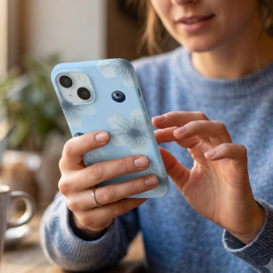 Aesthetic Pastel Blue Floral Blueberry Case