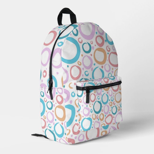 Aesthetic Pastel Circles Pattern Abstract Bubble Printed Backpack (Back Corner Left)