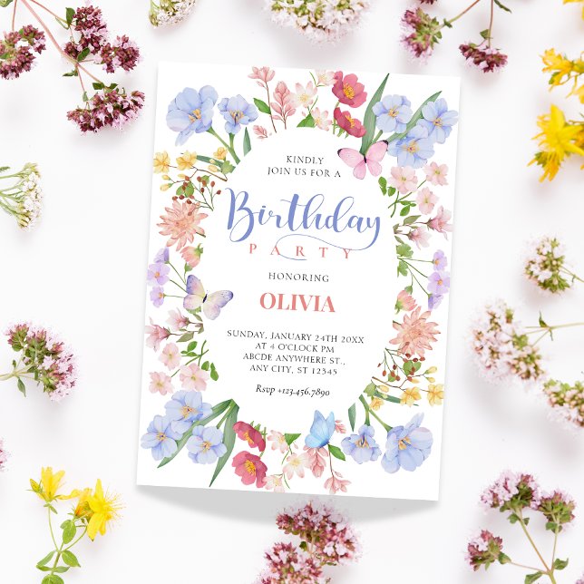 Aesthetic pastel floral baby birthday invitation (Creator Uploaded)