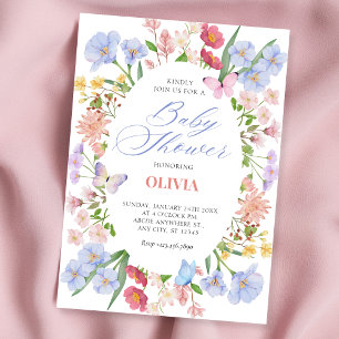 Aesthetic pastel floral baby shower invitation