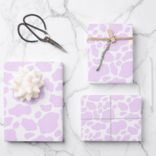 Aesthetic Pastel Light Purple Cow Wrapping Paper Sheet