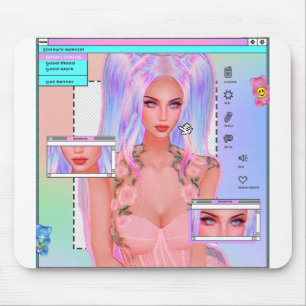 Aesthetic Pastel POC Girl Mouse Mat