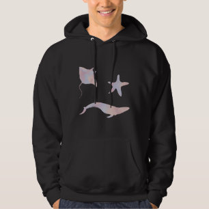Aesthetic Pastel Stingray Whale Starfish Sticker P Hoodie