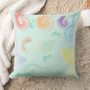 Aesthetic Pastel Swirls Watercolor Seamless Patter Cushion