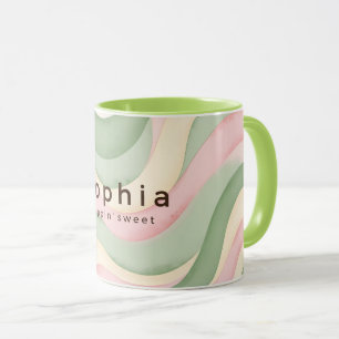 Aesthetic Pastel Wavy Custom Mug - Sage Green