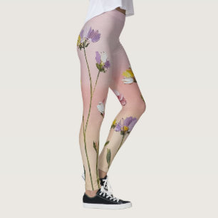 Aesthetic Pastel Wildflower Floral Leggings