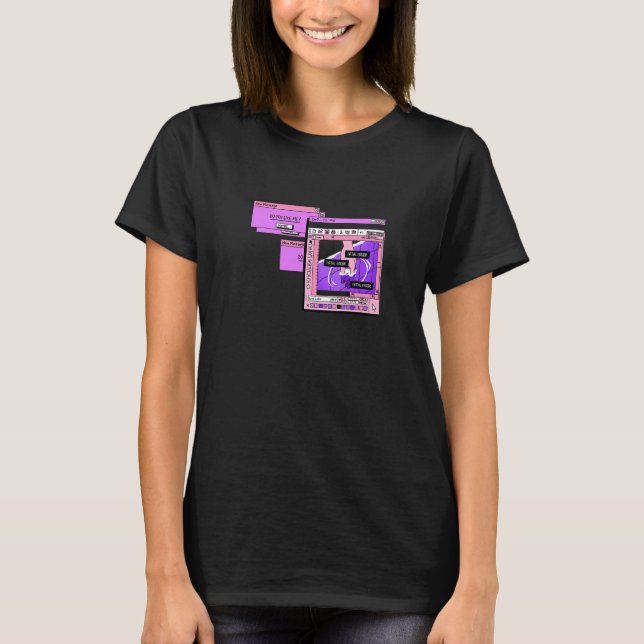 Aesthetic PC Browser Vaporwave Sad Illustration   T-Shirt (Front)