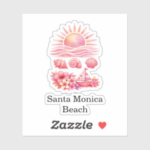 Aesthetic Pink Beach Sunset Watercolor
