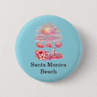 Aesthetic Pink Beach Sunset Watercolor 6 Cm Round Badge