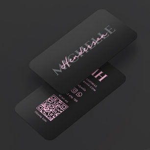 Aesthetic Pink Black Minimal Beauty Professional Business Card